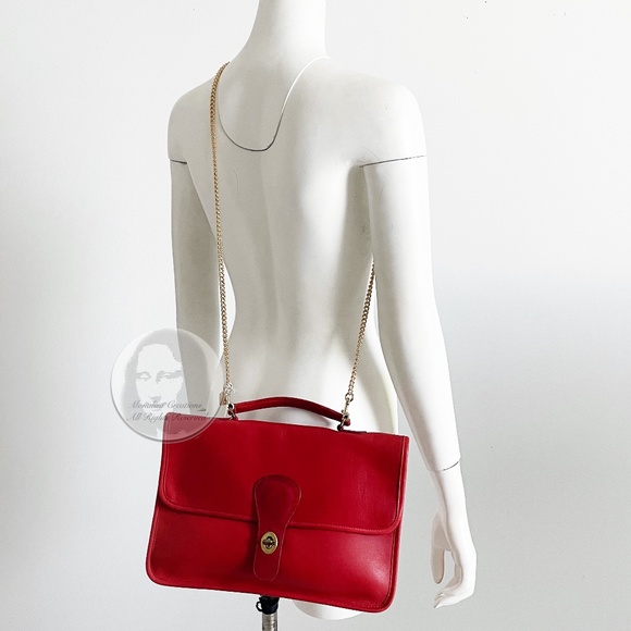 Vintage Coach Bag Handle Clutch Portfolio Red Leather Rare Pre Creed 1970s NYC - Picture 7 of 17